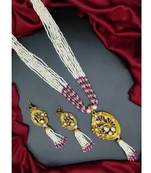 18k Gold Plated Traditional Blue Multistrand Pearl Kundan Studded Necklace Jewellery