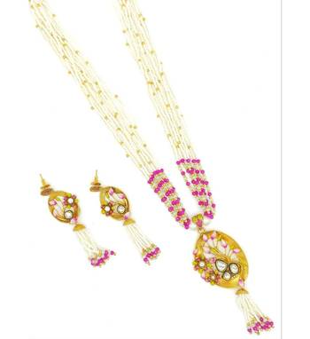 18k Gold Plated Traditional Blue Multistrand Pearl Kundan Studded Necklace Jewellery 2