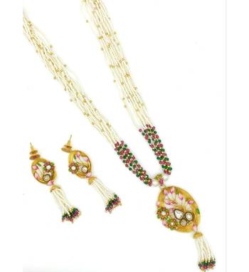 18k Gold Plated Traditional Ruby Multistrand Pearl Kundan Studded Necklace Jewellery 2