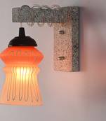 Designer Wood Pendant Wall Light / Night Lamp Of Colorful Glass Shade (Set Of Two)-W22