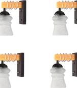 Modern Design Colorful Wood Wall Lamp/ Light With Hand Decorated Glass shade (Set Of 4) - YA15