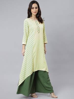 Cream printed rayon ethnic-kurtis 2