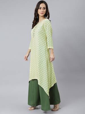 Cream printed rayon ethnic-kurtis 3