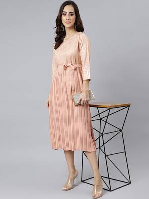 Peach printed crepe ethnic-kurtis 2