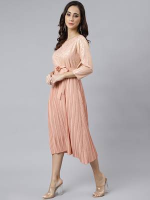 Peach printed crepe ethnic-kurtis 3