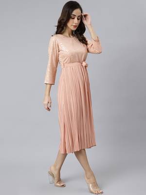 Peach printed crepe ethnic-kurtis 4