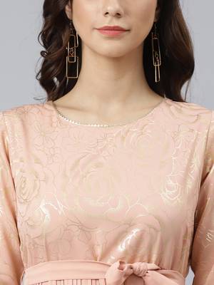 Peach printed crepe ethnic-kurtis 5