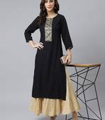Black plain rayon ethnic-kurtis