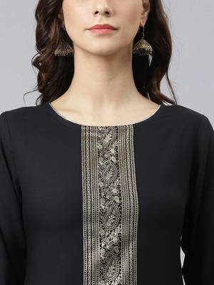 Black plain rayon ethnic-kurtis 5