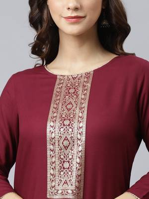Wine plain rayon ethnic-kurtis 5