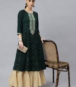 Green printed crepe ethnic-kurtis