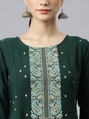 Green printed crepe ethnic-kurtis 5