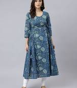 Blue printed cotton ethnic-kurtis