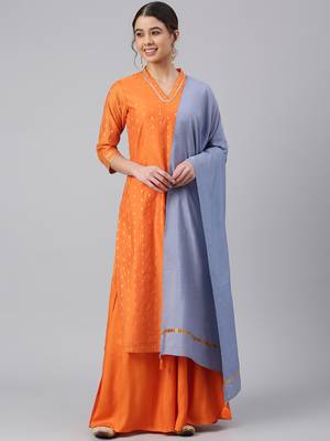 Orange woven chanderi silk salwar 1