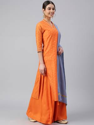 Orange woven chanderi silk salwar 3