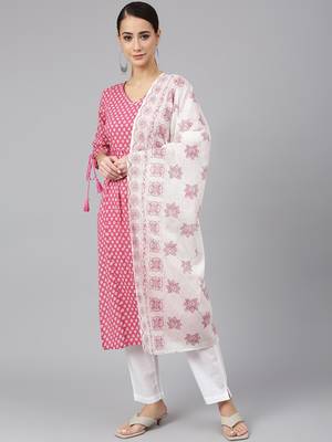 Pink block print cotton salwar 1