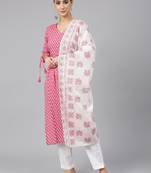 Pink block print cotton salwar