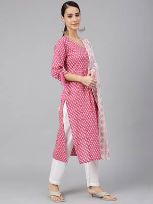 Pink block print cotton salwar 3
