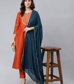 Orange plain silk salwar