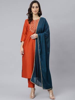 Orange plain silk salwar 2