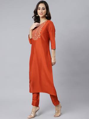 Orange plain silk salwar 3