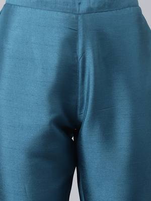 Teal plain silk salwar 4