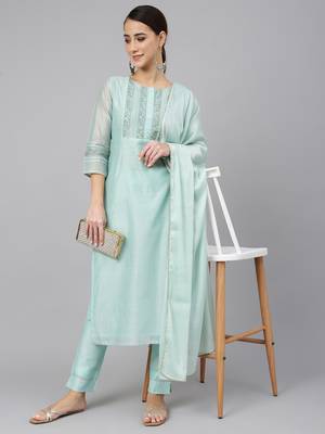 Blue plain chanderi silk salwar 1
