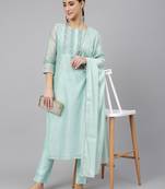 Blue plain chanderi silk salwar