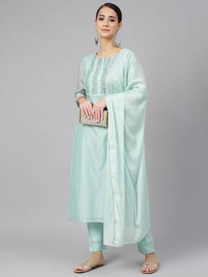 Blue plain chanderi silk salwar 2