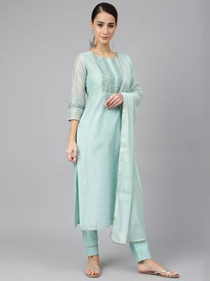 Blue plain chanderi silk salwar 3