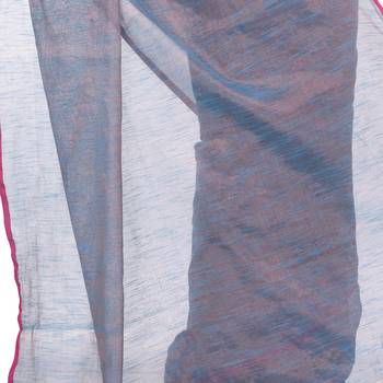 Blue woven cotton saree with blouse 3