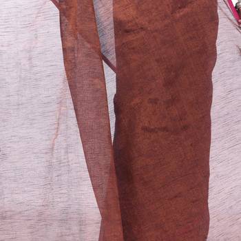 Brown woven cotton saree with blouse 3