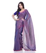 Purple woven cotton saree with blouse