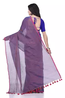 Purple woven cotton saree with blouse
