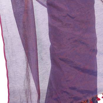 Purple woven cotton saree with blouse 3