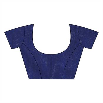 Dark blue woven cotton saree with blouse 4