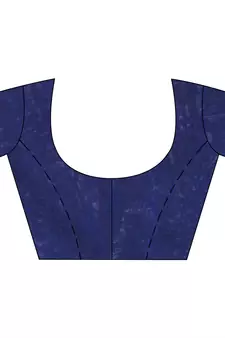 Dark blue woven cotton saree with blouse