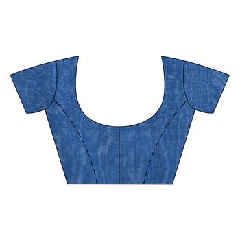 Blue woven cotton saree with blouse 4