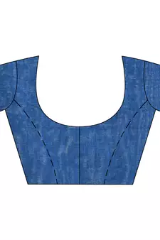Blue woven cotton saree with blouse