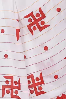 White woven cotton saree with blouse