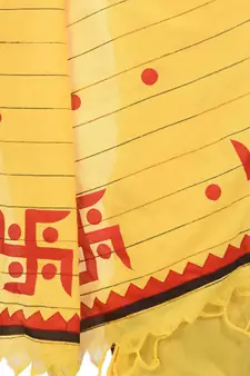 Yellow woven cotton saree with blouse