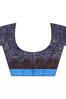 Dark blue woven cotton saree with blouse