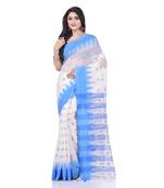 White woven cotton saree with blouse