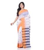 White woven cotton saree with blouse