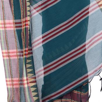 Blue woven cotton saree with blouse 3