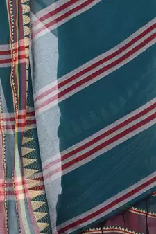 Blue woven cotton saree with blouse
