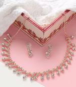 Mad Club  American Diamond Rose Gold Plated Necklace With Earrings For Women, Girls   Jewellery Set For Wedding,