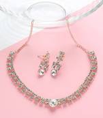 Mad Club  American Diamond Rose Gold Plated Necklace With Earrings For Women, Girls   Jewellery Set For Wedding,