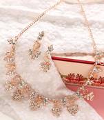 Mad Club  American Diamond Rose Gold Plated Necklace With Earrings For Women, Girls   Jewellery Set For Wedding,