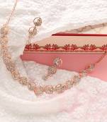 Mad Club  American Diamond Rose Gold Plated Necklace With Earrings For Women, Girls   Jewellery Set For Wedding,